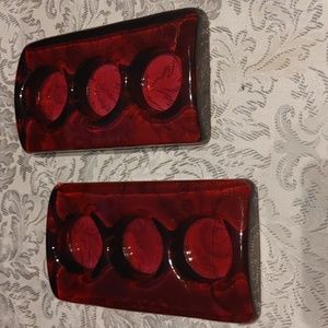Heavy Red Candle Holders